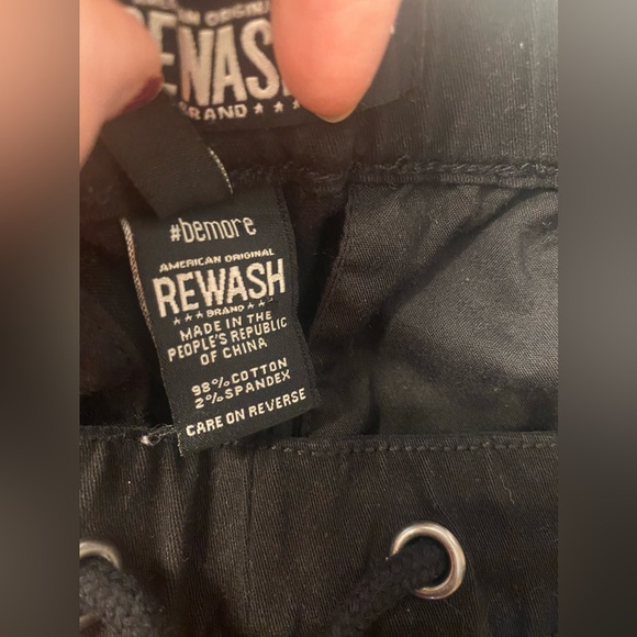 Rewash Jeans Womens XL Denim Joggers Drawstring Elastic Waist High Rise Black - Picture 8 of 9